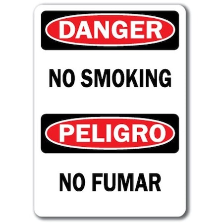 Signmission Danger Sign-No Smoking Bilingual-10in x 14in OSHA Sign, 10" L, 14" H, DS-No Smoking (Bilingual) DS-No Smoking (Bilingual)